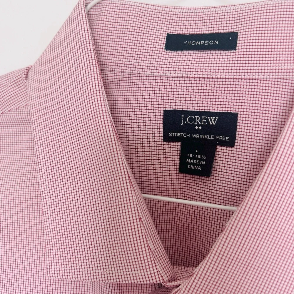 J.Crew Thompson Slim Fit Red White Check Dress Shirt Men’s L 16-16.5